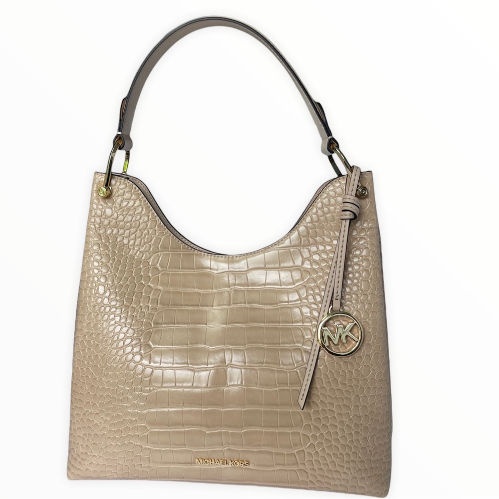 New Michael Kors Joan Large Slouchy shoulder bag Beige Leather